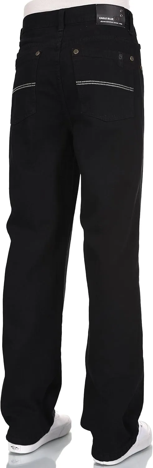 Men RURACO Relaxed Straight Wide Leg Jeans 28-38