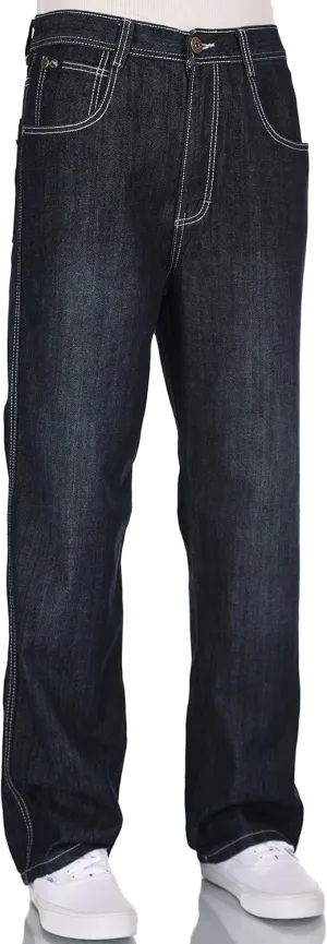Men RURACO Relaxed Straight Wide Leg Jeans 28-38