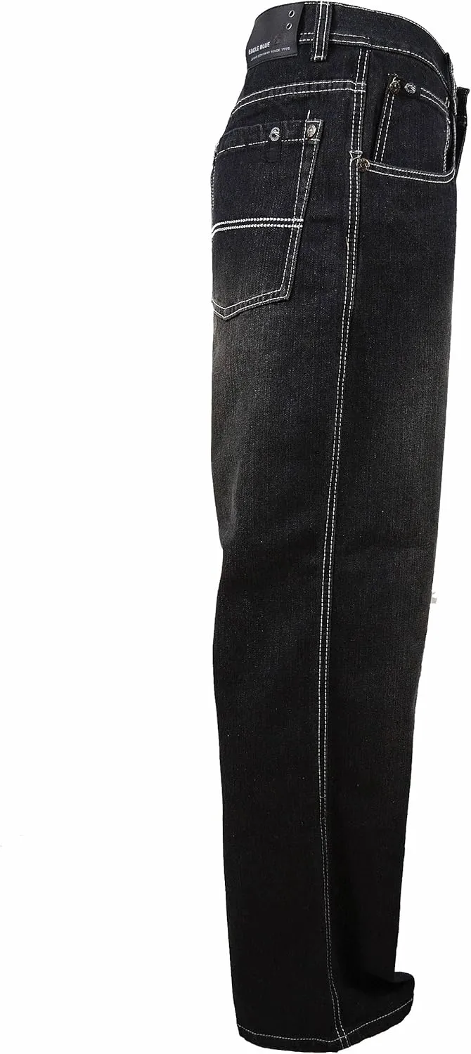 Men RURACO Relaxed Straight Wide Leg Jeans 28-38