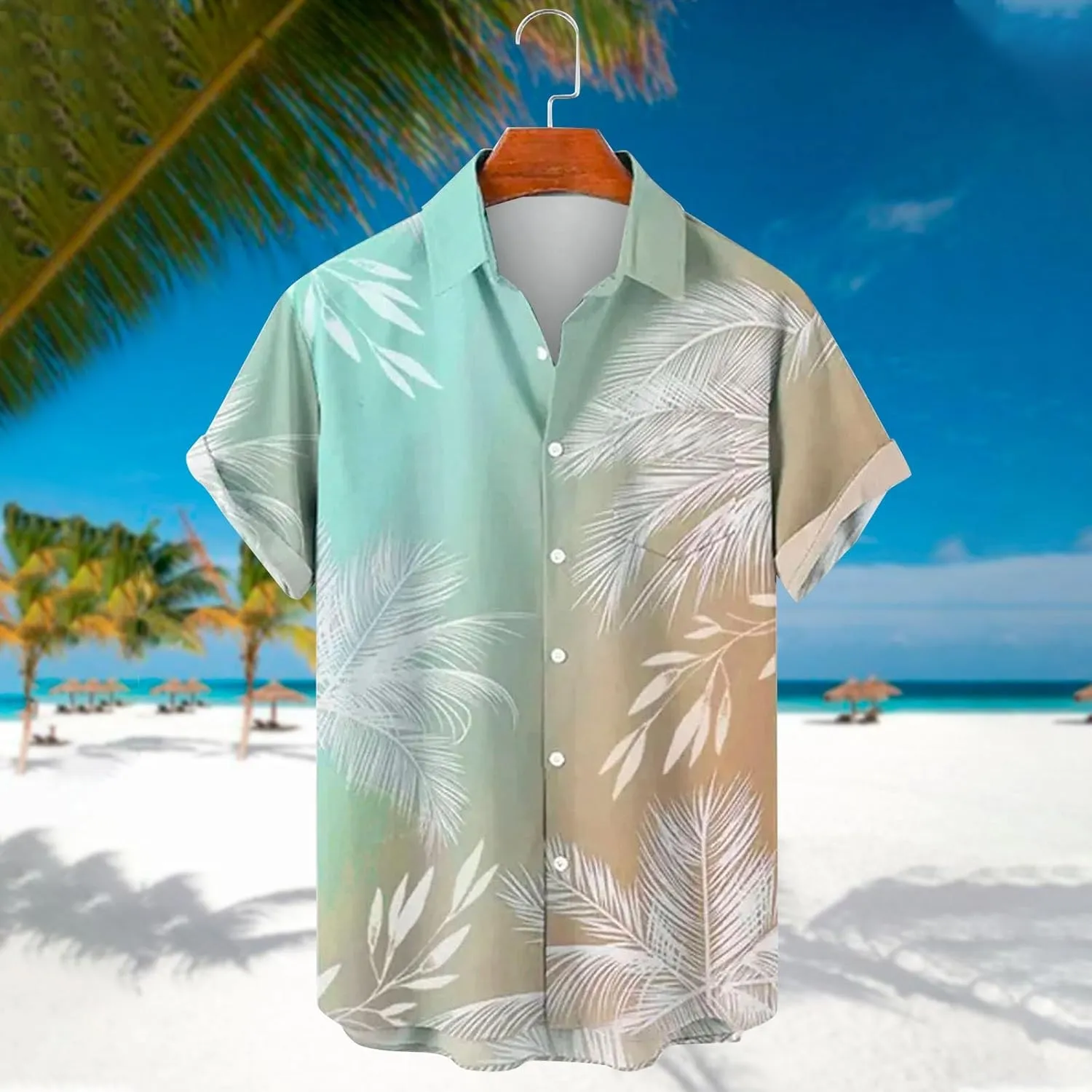 Men's Bowling Shirts Casual Button Down Beach Shirt Relaxed Fit Short Sleeve Hawaiian Shirt Summer Beach Holiday Tops
