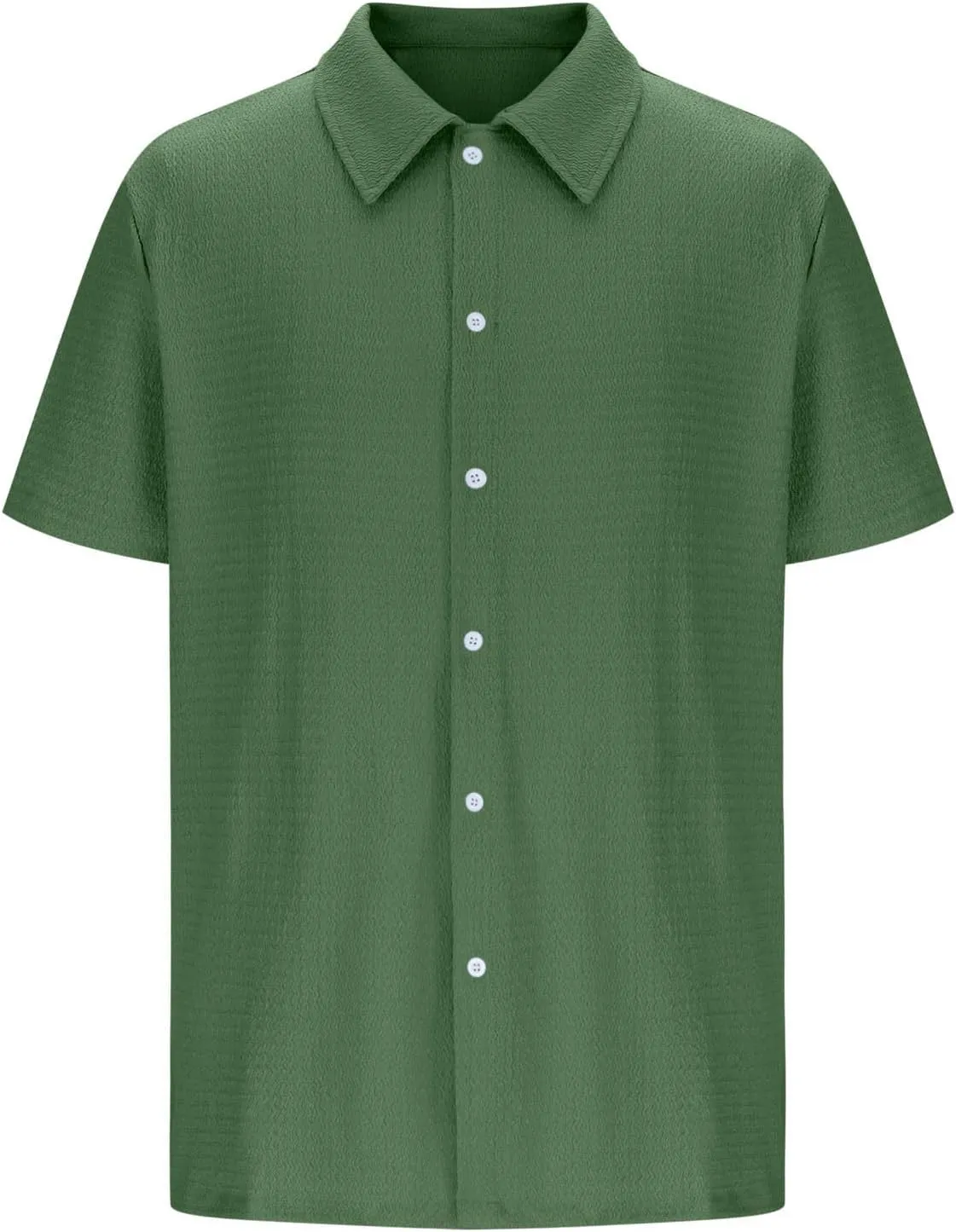 Men's Button Down Short Sleeve Shirts Dressy Casual Lapel Collar Textured Top Summer Beach Vacation Wedding Shirts