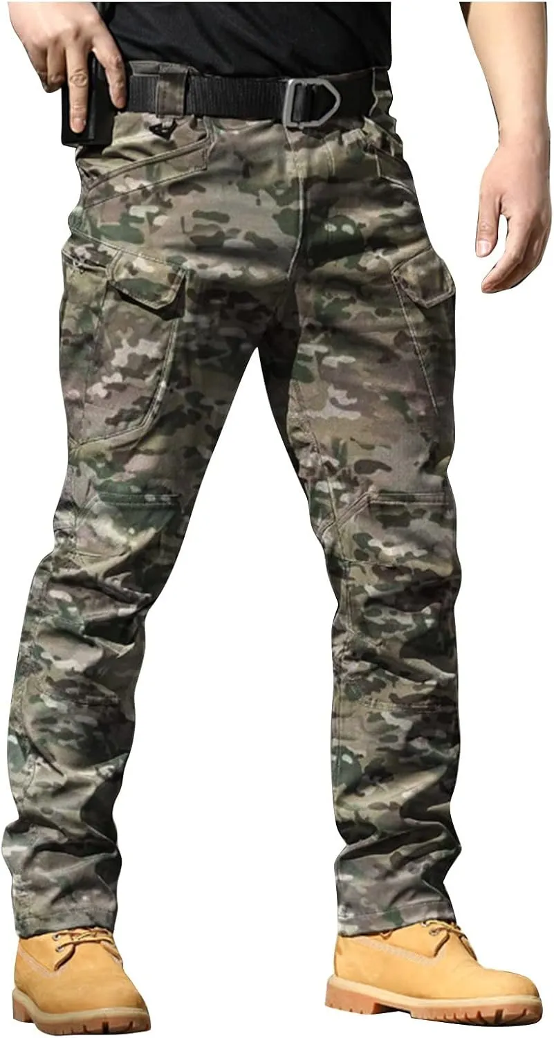 Mens Cargo Pants Baggy Outdoor Waterproof Hiking Work Pants Stretch Multi Pockets Lightweight Classic Tactical Sweatpant