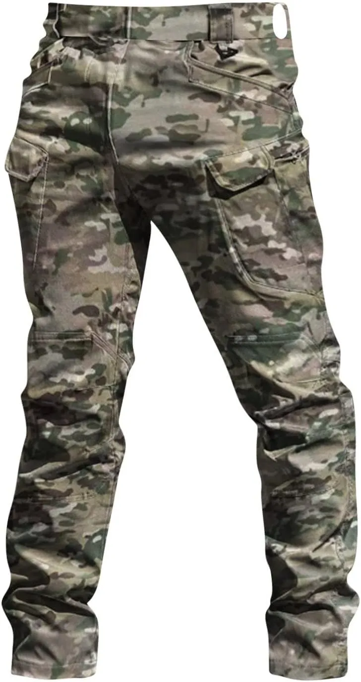 Mens Cargo Pants Baggy Outdoor Waterproof Hiking Work Pants Stretch Multi Pockets Lightweight Classic Tactical Sweatpant