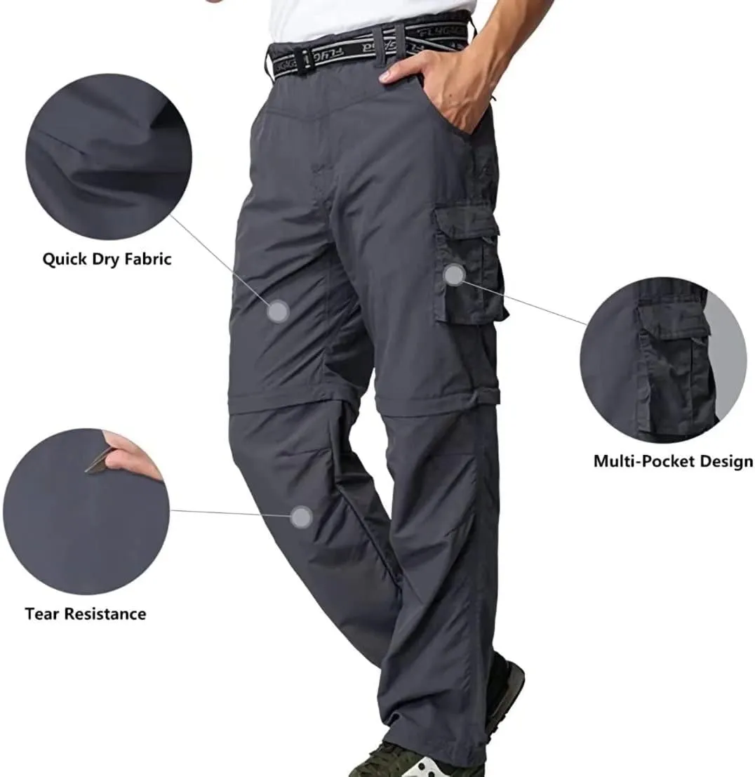 Mens Cargo Pants, Convertible Hiking Pants Quick Dry Waterproof Outdoor Zip Off Outdoor Casual Travel Pants