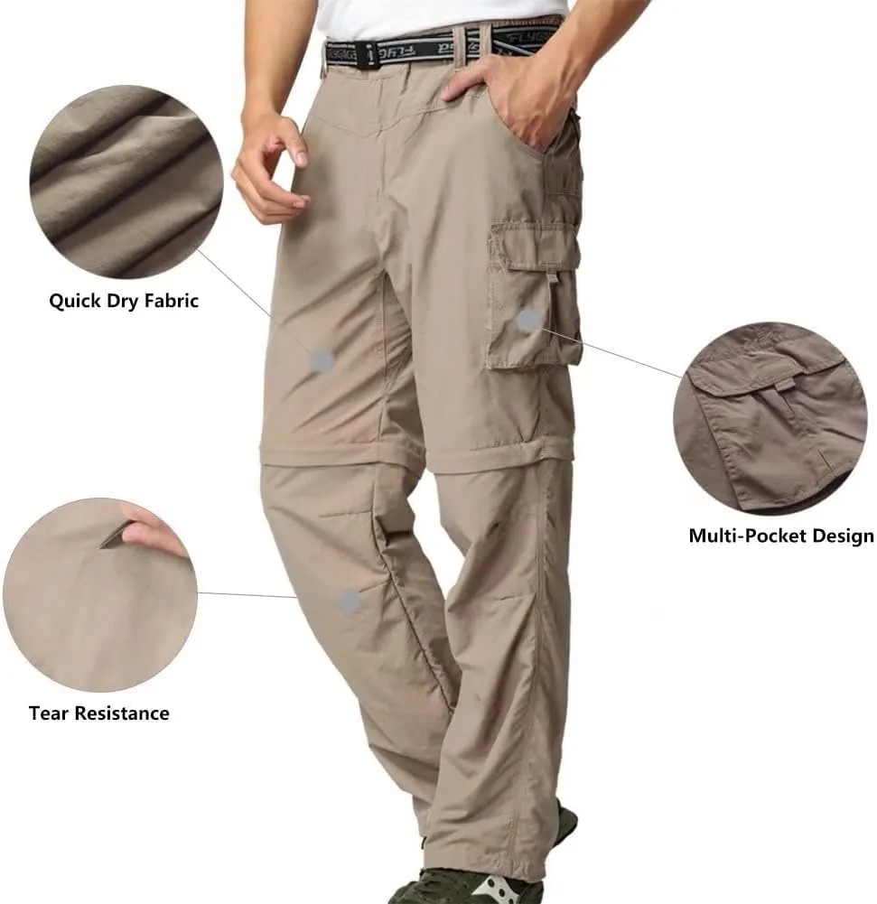 Mens Cargo Pants, Convertible Hiking Pants Quick Dry Waterproof Outdoor Zip Off Outdoor Casual Travel Pants