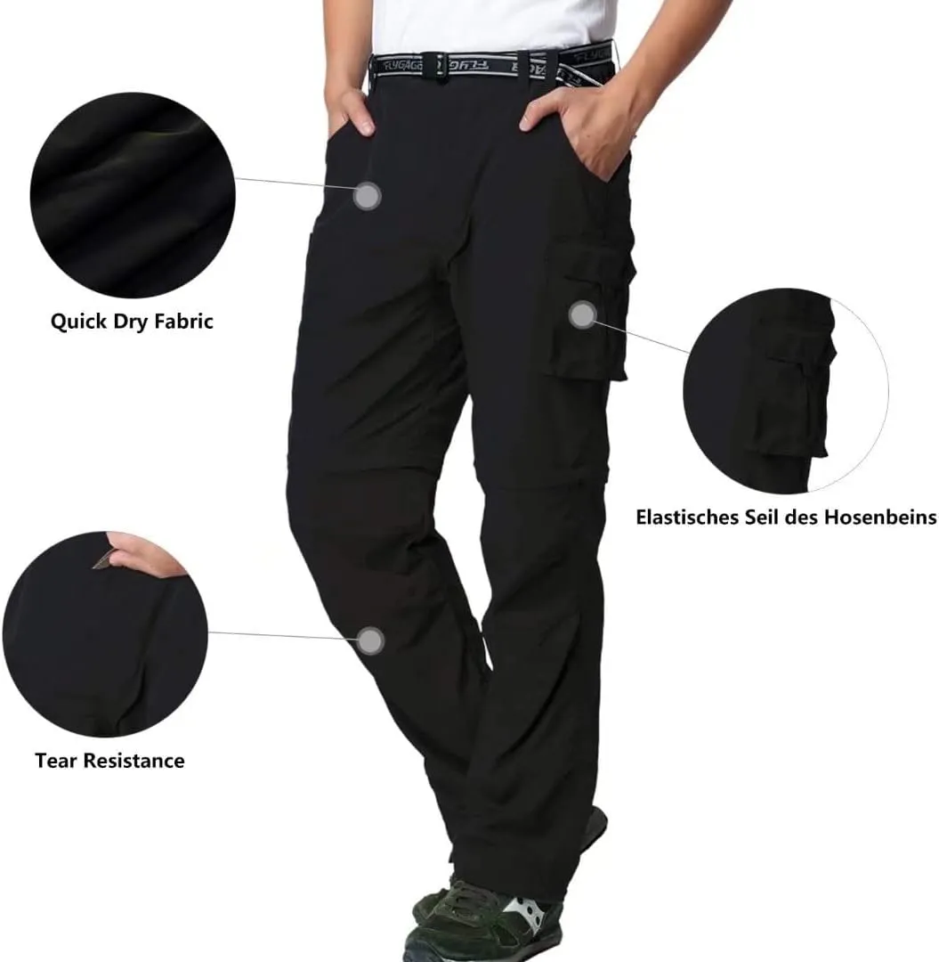 Mens Cargo Pants, Convertible Hiking Pants Quick Dry Waterproof Outdoor Zip Off Outdoor Casual Travel Pants
