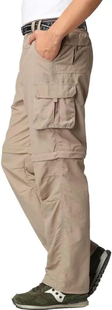 Mens Cargo Pants, Convertible Hiking Pants Quick Dry Waterproof Outdoor Zip Off Outdoor Casual Travel Pants