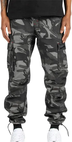 Mens Cargo Pants Joggers Relaxed Fit Cotton Twill with Stretch Drawstring Waist & Zipper Pockets for Outdoor