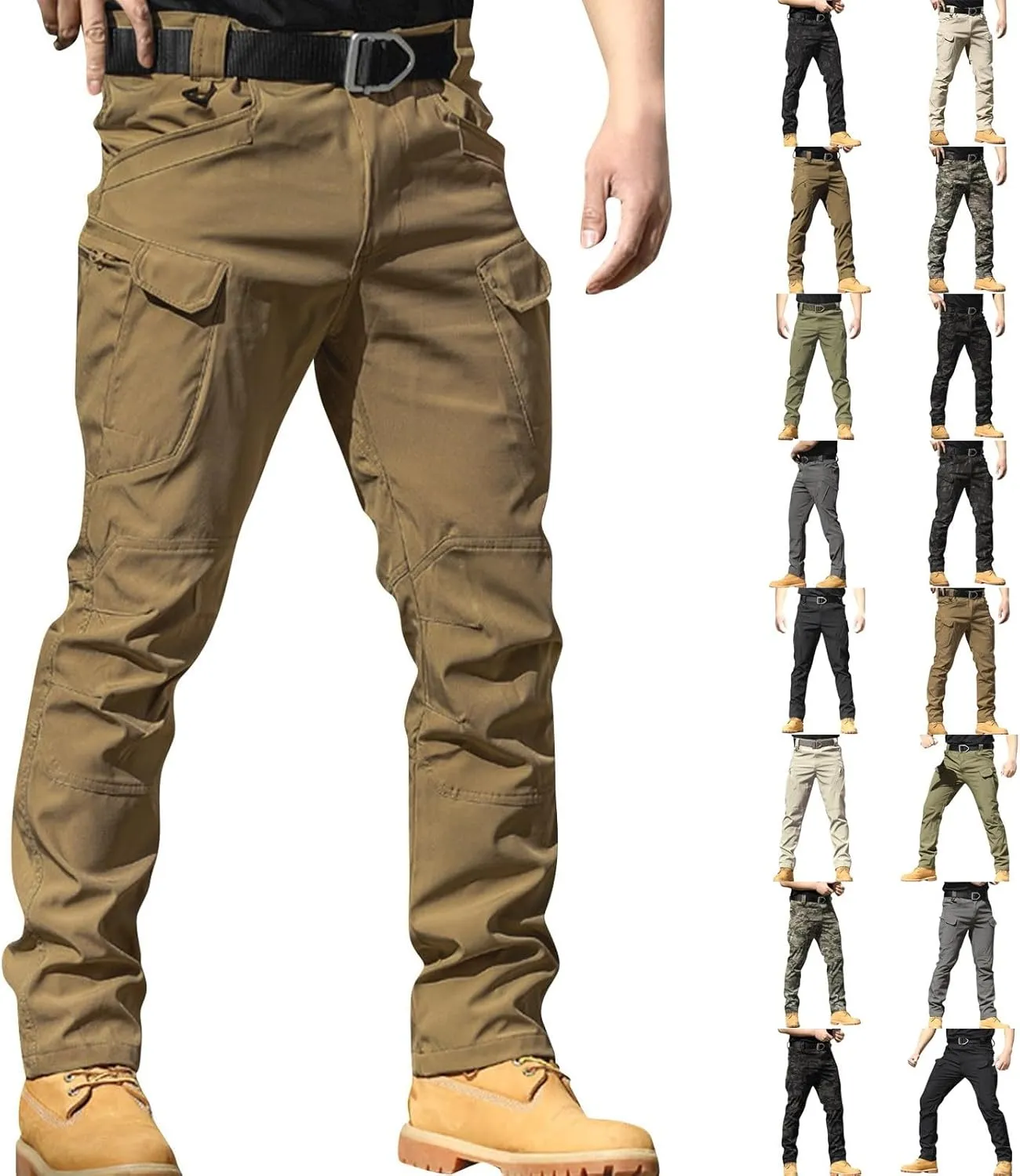 Mens Cargo Pants Quick-Dry Waterproof Camouflage Outdoor Hiking Pants Camping Lightweight Classic Military Work Pants