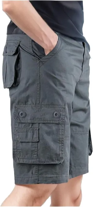 Men's Cargo Shorts 2024 Summer Trendy Shorts Elastic Waist Drawstring Stretch Loose Beach Shorts with Pockets