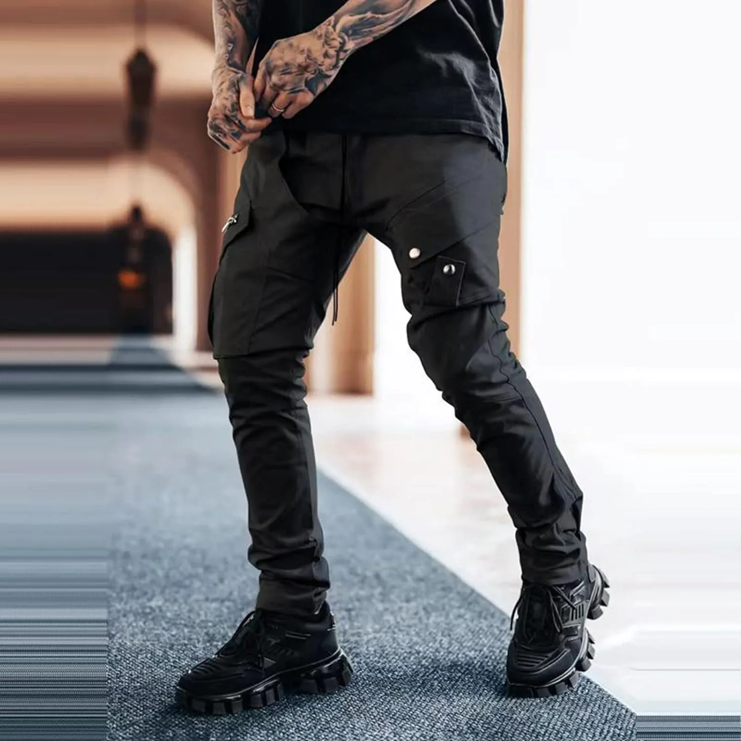 Mens Cargo Sweatpants Mens Boot Cut Work Pants Baggy Khaki Pants Mens Relaxed fit Mountain Khaki Khaki Pants for Men