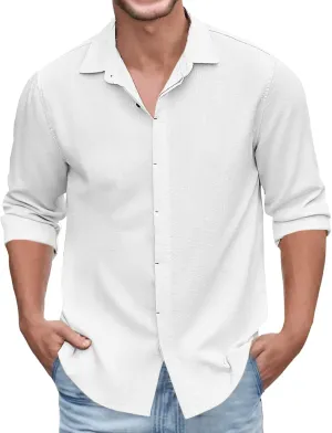 Mens Casual Fashion Solid Color Lapel Long Sleeve Cardigan Shirt Gradient Shirt Mens Shirts