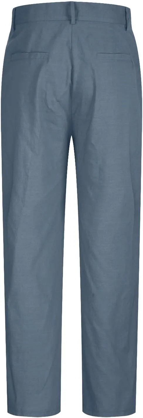 Men's Casual Linen Pants Lightweight Pleated Straight Trousers Relaxed Fit Pants Big and Tall Beach Golf Jogging Pants