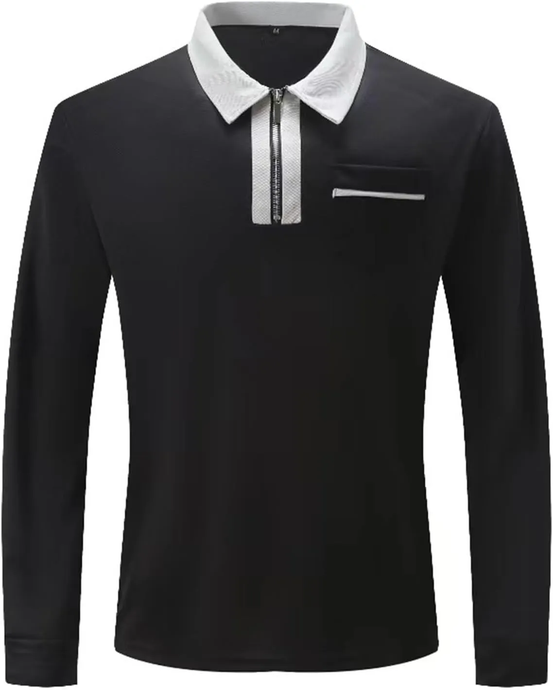 Mens Casual Quarter Zip Polo Shirt Business Office Work Slim Fit Long Sleeve Stretch Lightweight Sports Golf Collared T Shirt