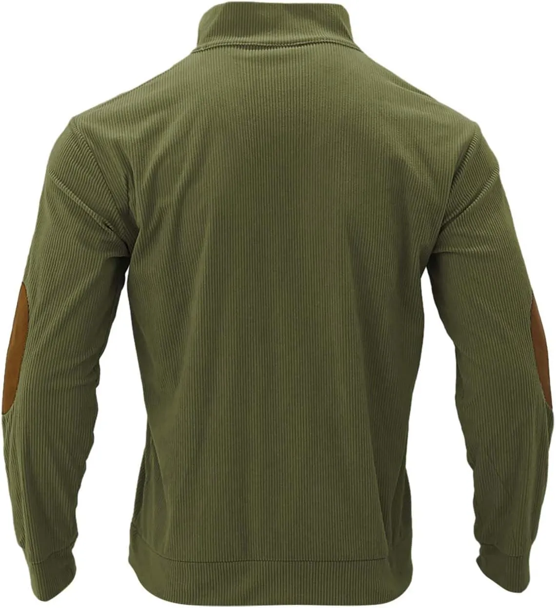 Mens Corduroy Sweatshirts Casual Lapel Collar Shirt Mock Neck Button Polo Pullover Waffle Sweater with Elbow Patches