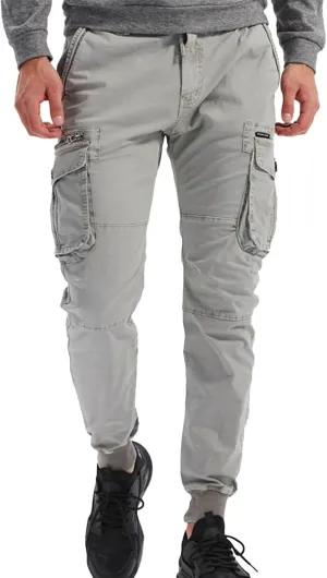 Mens Drawstring Cargo Pants Slim Fit Lightweight Track Trousers with Zip Pockets Cinch Bottom Tactical Pants Joggers