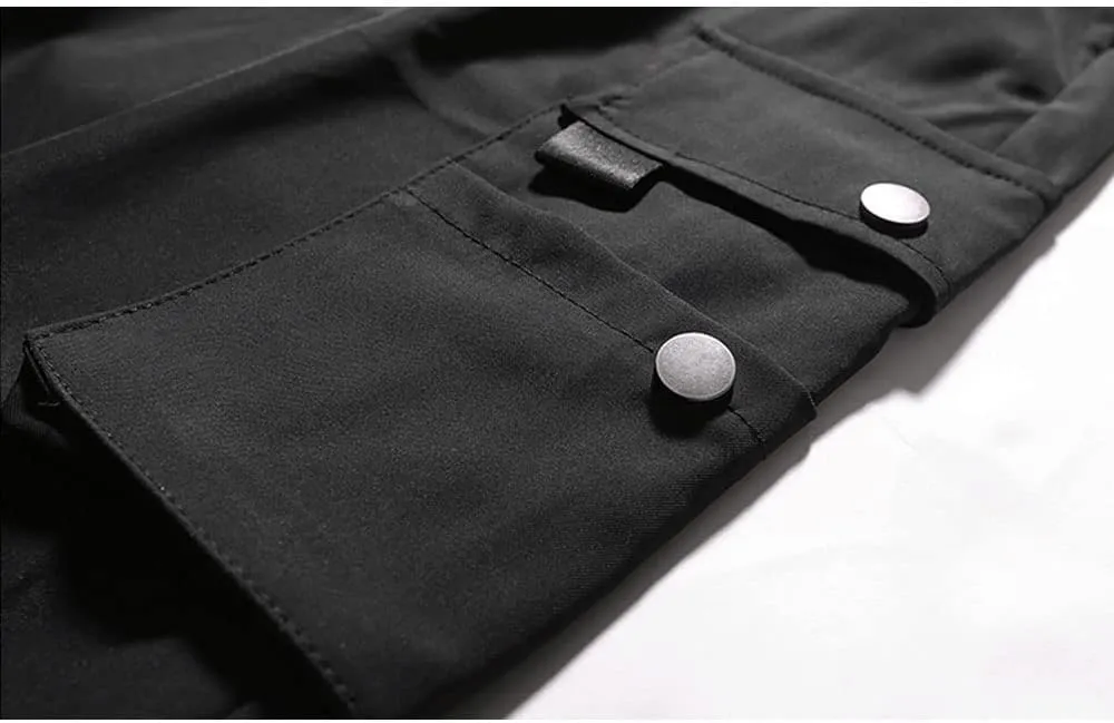 Mens Fashion Streetwear Black Cargo Jogger Pants Active Elastic Waist Hip Hop Punk Sport Jogger Pants with Multi Pockets