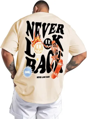 Mens Graphic Tees Vintage T-Shirts Oversized Letter Print Casual Crewneck Cotton Top Short Sleeve Rapper Streetwear