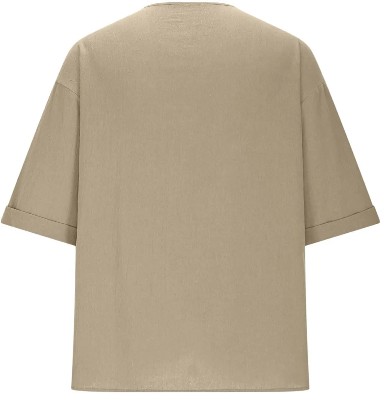 Mens Linen Shirt, Summer Lightweight Short Sleeve V-Neck Beach Yoga Top Casual Baggy Hippie Henley T Shirts Blouse