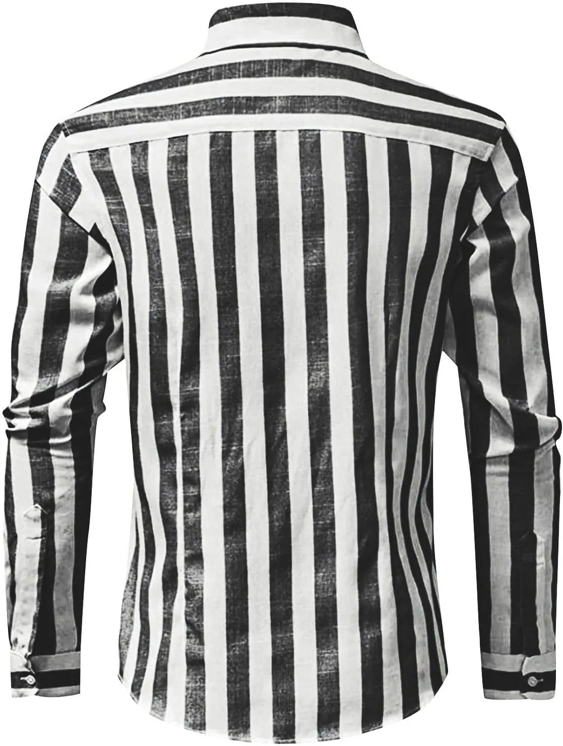 Men's Long Sleeve Casual Button Down Linen Shirts Striped Henley Shirt Untucked Shirts for Men Trendy Dress Shirt