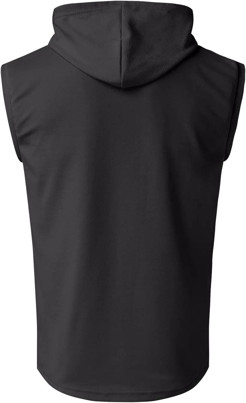 Men's Sleeveless Workout Hoodie Tank Tops Zip Up Summer Casual Oversized Shirts Loose Fit Solid Color Hooded Tees