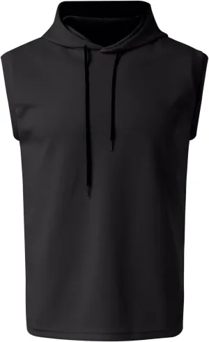 Men's Sleeveless Workout Hoodie Tank Tops Zip Up Summer Casual Oversized Shirts Loose Fit Solid Color Hooded Tees