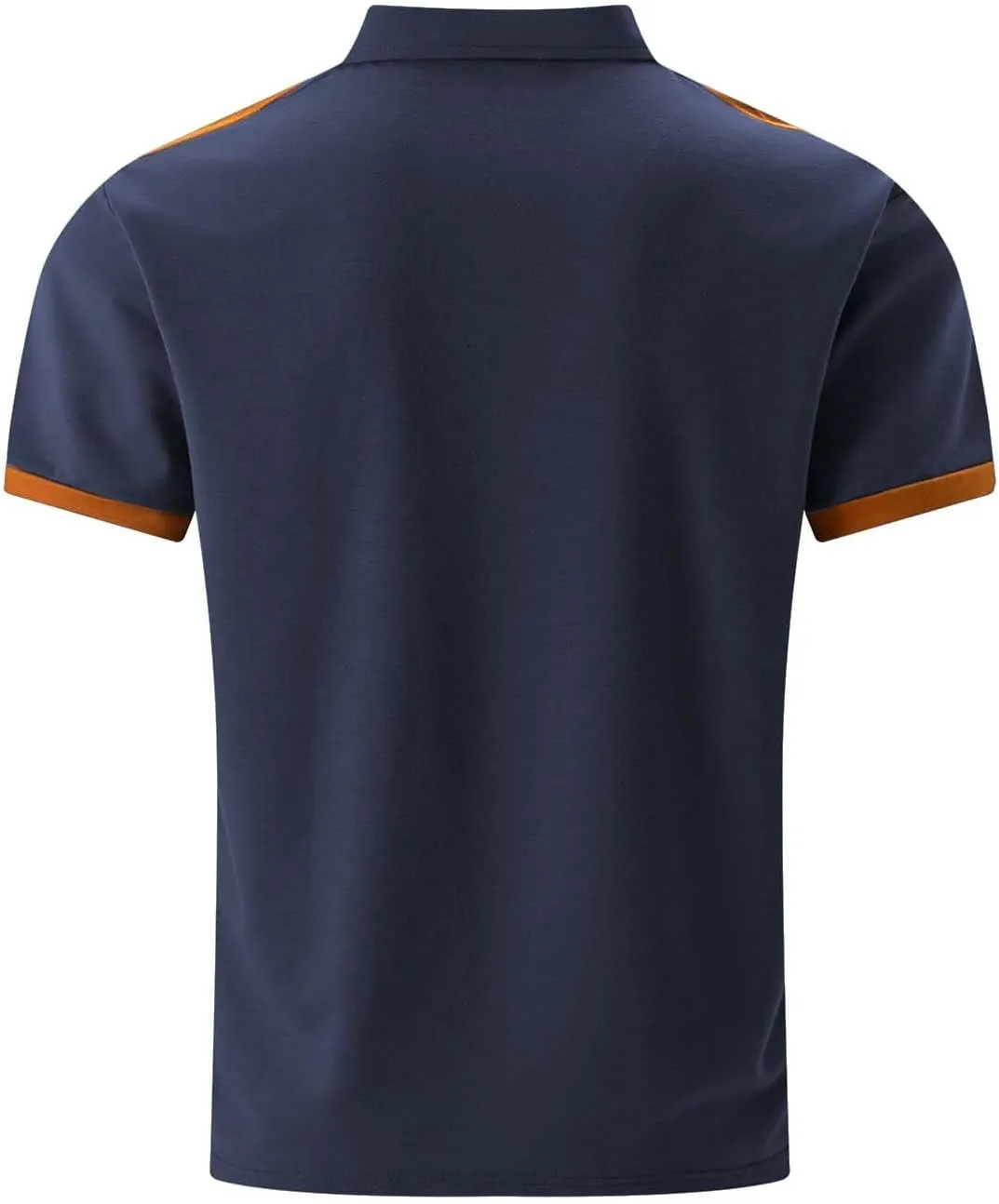 Men's Slim Fit Polo Shirt Lapel Collar Button Down Patchwork Color Matching Work T Shirt Lightweight Tops with Pocket