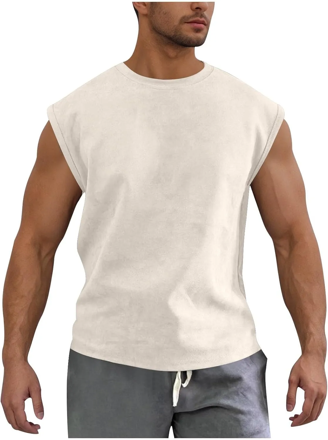 Men's Suede Tank Top Sports Pullover Round Neck Fitness Gym Running Athletic Sleeveless Tops Bodybuilding Muscle
