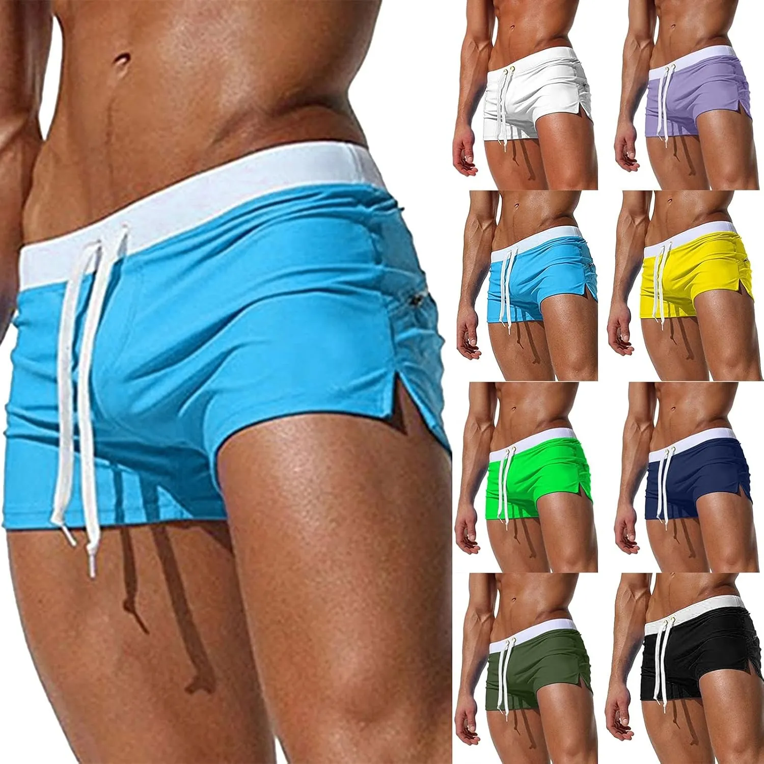 Mens Swim Trunks,Men's Strapped Hawaiian Swim Trunk Fashion Beach Fit Sport Casual Shorts Pants Mens Swimming