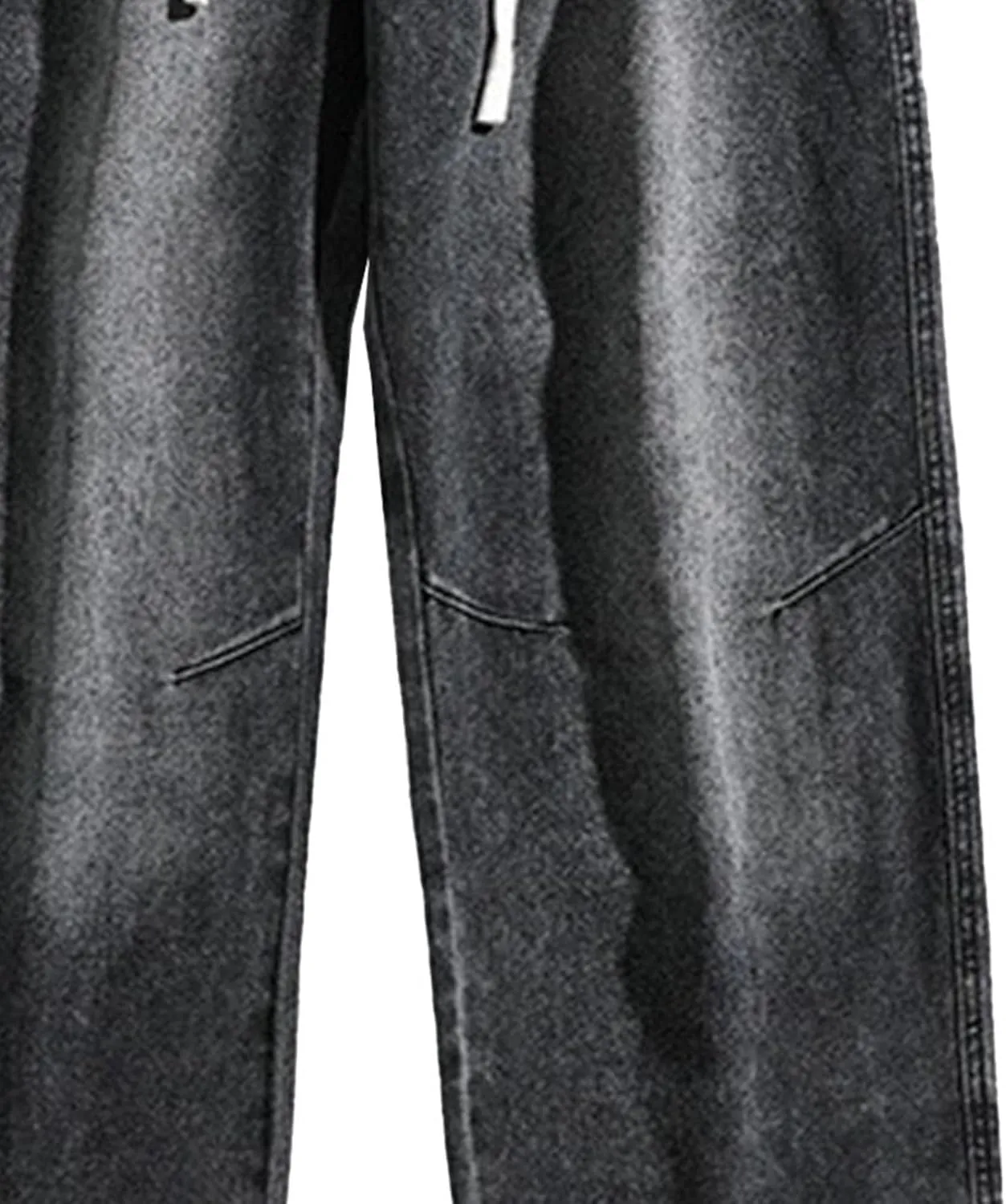 Mens Wide Leg Baggy Jeans Elastic Loose Fit Waist Cargo Pants Relaxed Fit Straight Leg Trousers
