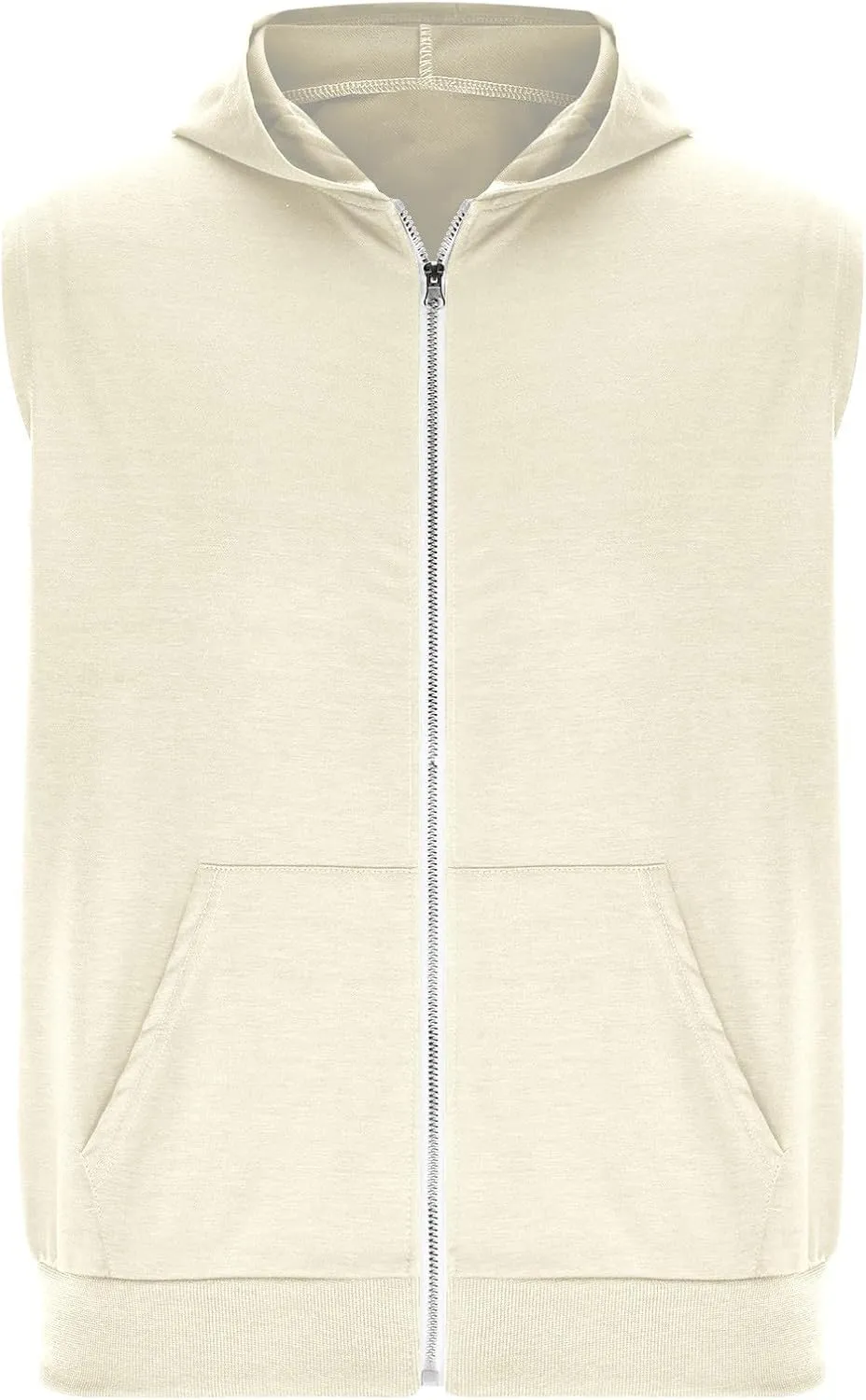 Mens Workout Hooded Tank Tops Trendy Zip Up Bodybuilding Fitness Muscle T Shirt Summer Sleeveless Gym Workout Hoodie