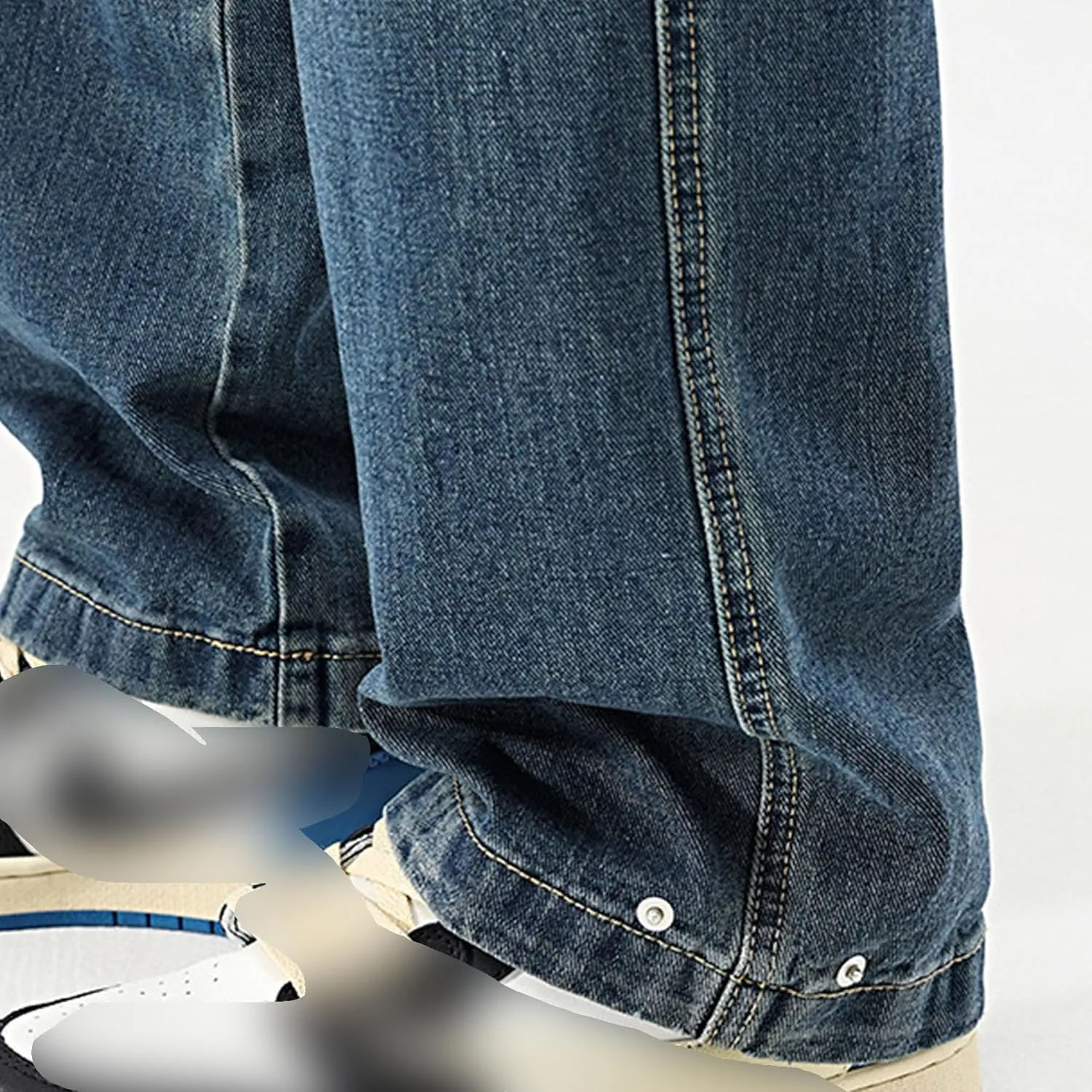 Mens Y2K Straight Wide Leg Jeans Vintage Streetwear Wide Leg Jeans Denim Pants Baggy Loose Fit Trousers
