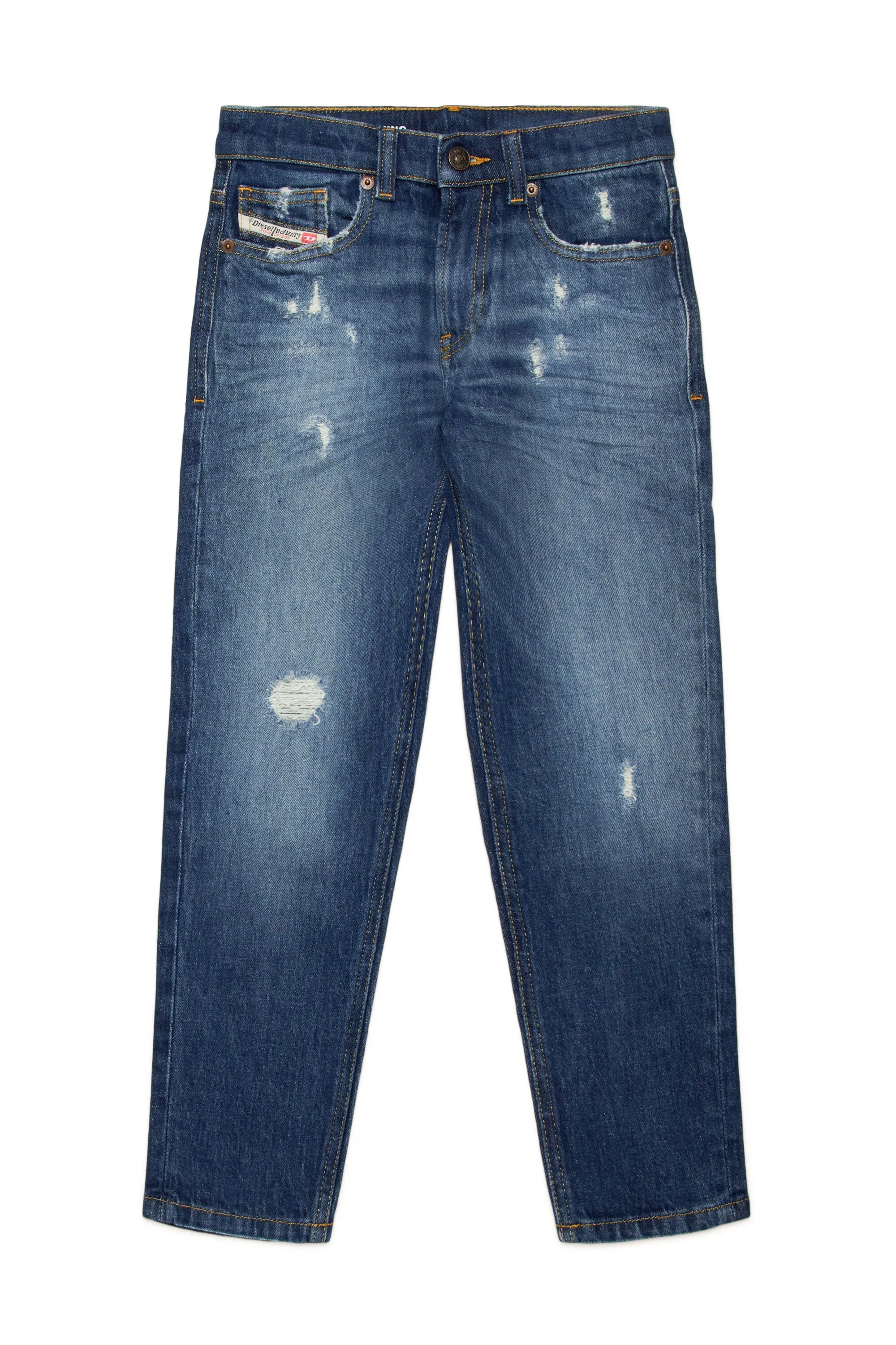 Mid blue tapered jeans with abrasions - D-Lucas
