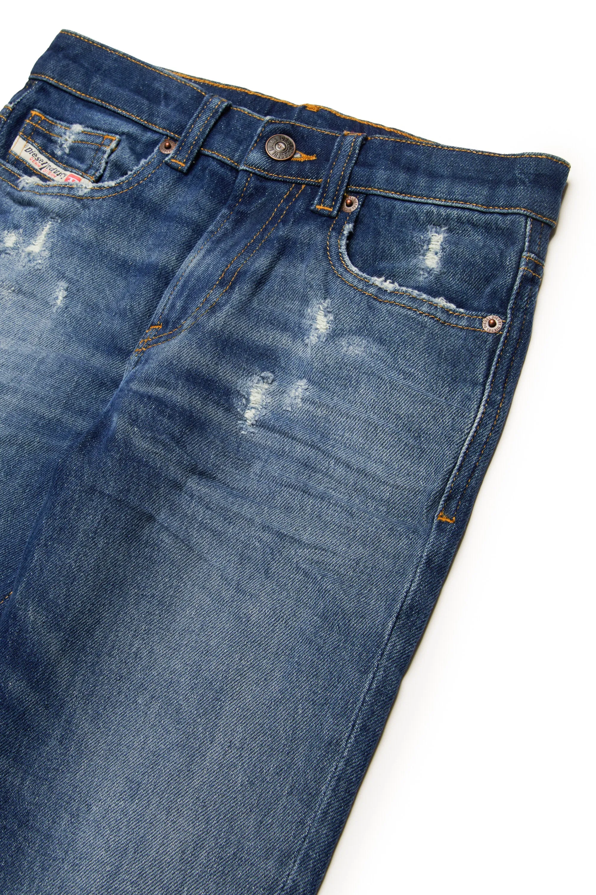 Mid blue tapered jeans with abrasions - D-Lucas