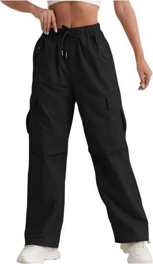 midelxp Bagyg Cargo Pants Women High Waisted Quick Dry Hiking Pants with Pockets Summer Lightweight Athletic Parachute Pant