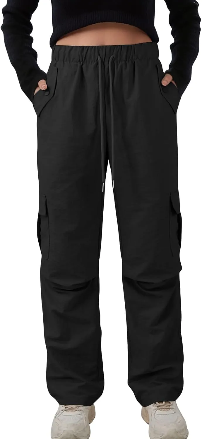 midelxp Bagyg Cargo Pants Women High Waisted Quick Dry Hiking Pants with Pockets Summer Lightweight Athletic Parachute Pant