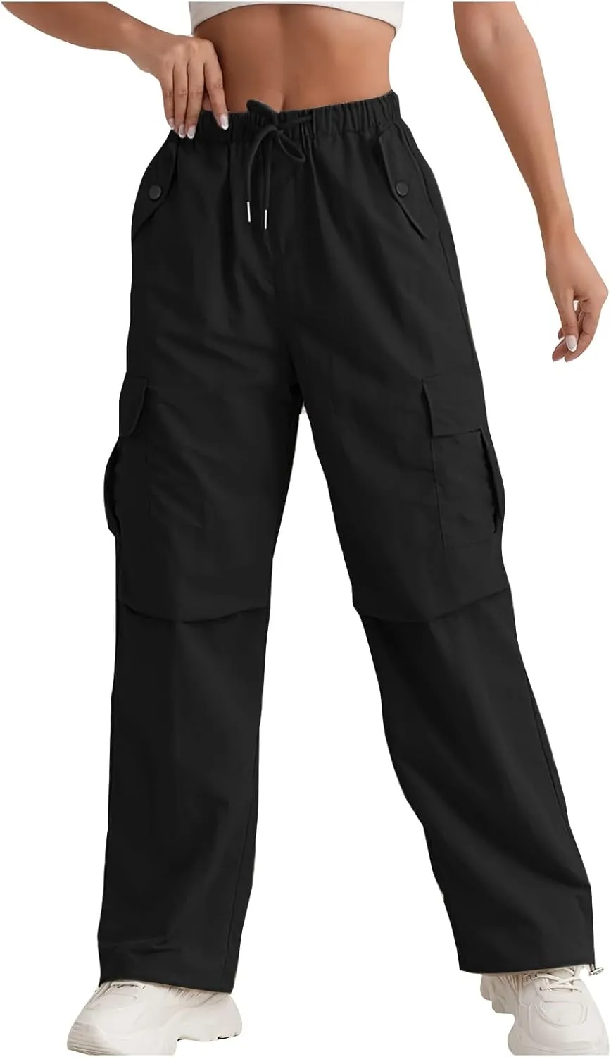 midelxp Bagyg Cargo Pants Women High Waisted Quick Dry Hiking Pants with Pockets Summer Lightweight Athletic Parachute Pant