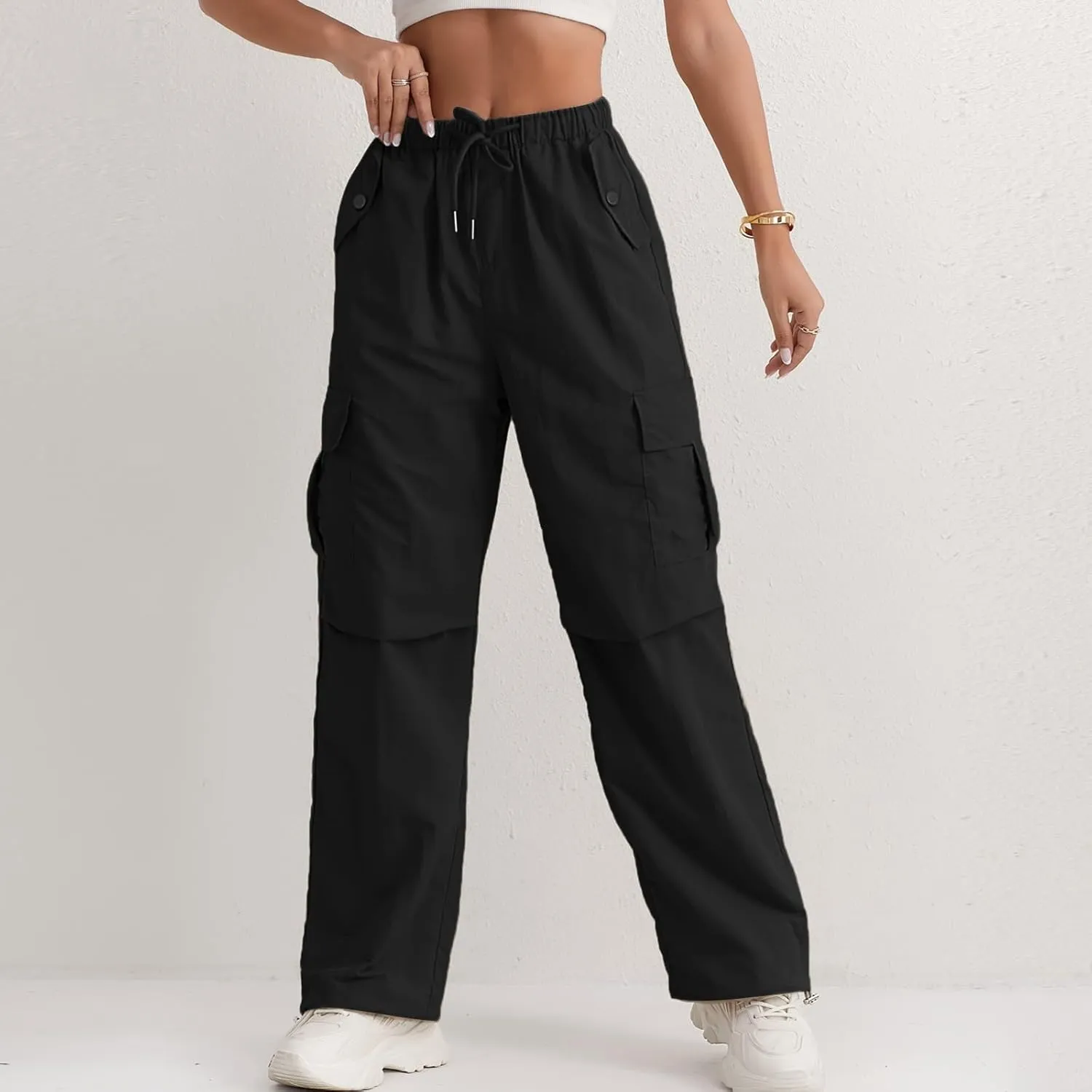 midelxp Bagyg Cargo Pants Women High Waisted Quick Dry Hiking Pants with Pockets Summer Lightweight Athletic Parachute Pant