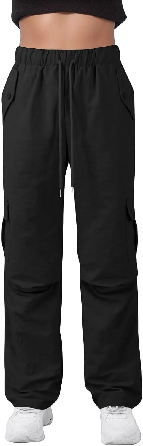 midelxp Bagyg Cargo Pants Women High Waisted Quick Dry Hiking Pants with Pockets Summer Lightweight Athletic Parachute Pant