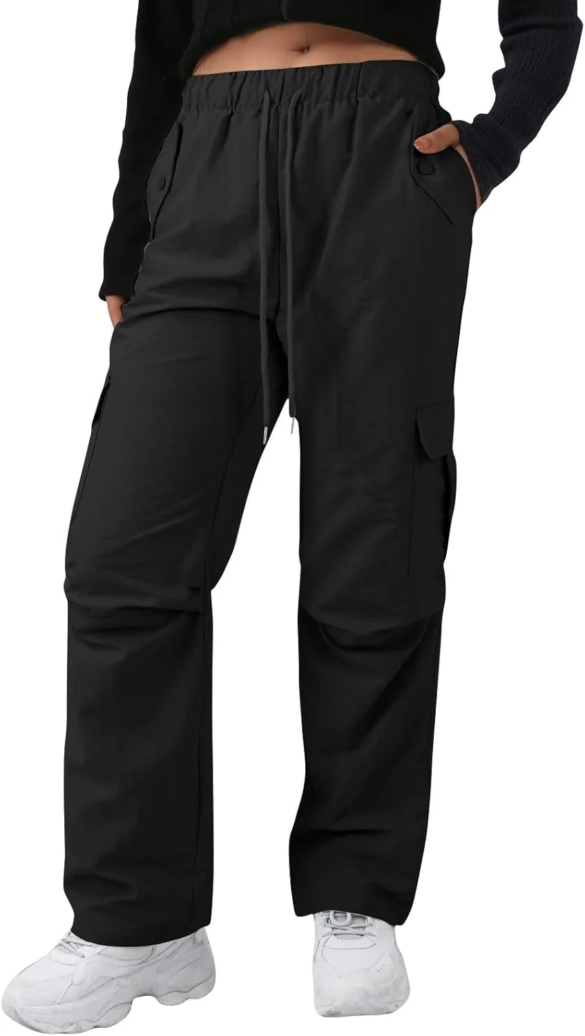 midelxp Bagyg Cargo Pants Women High Waisted Quick Dry Hiking Pants with Pockets Summer Lightweight Athletic Parachute Pant