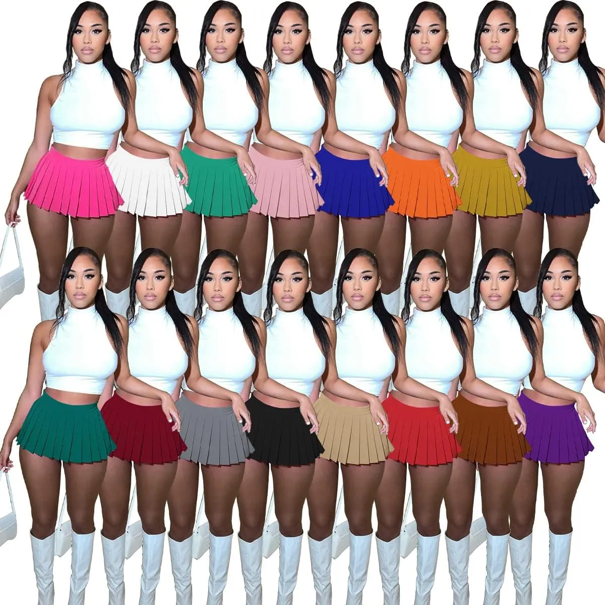 Mini Pleated Skirts for Women Sexy Club School Y2k High Wiast Stretchy Tennis Skater A-line Novelty Skirt