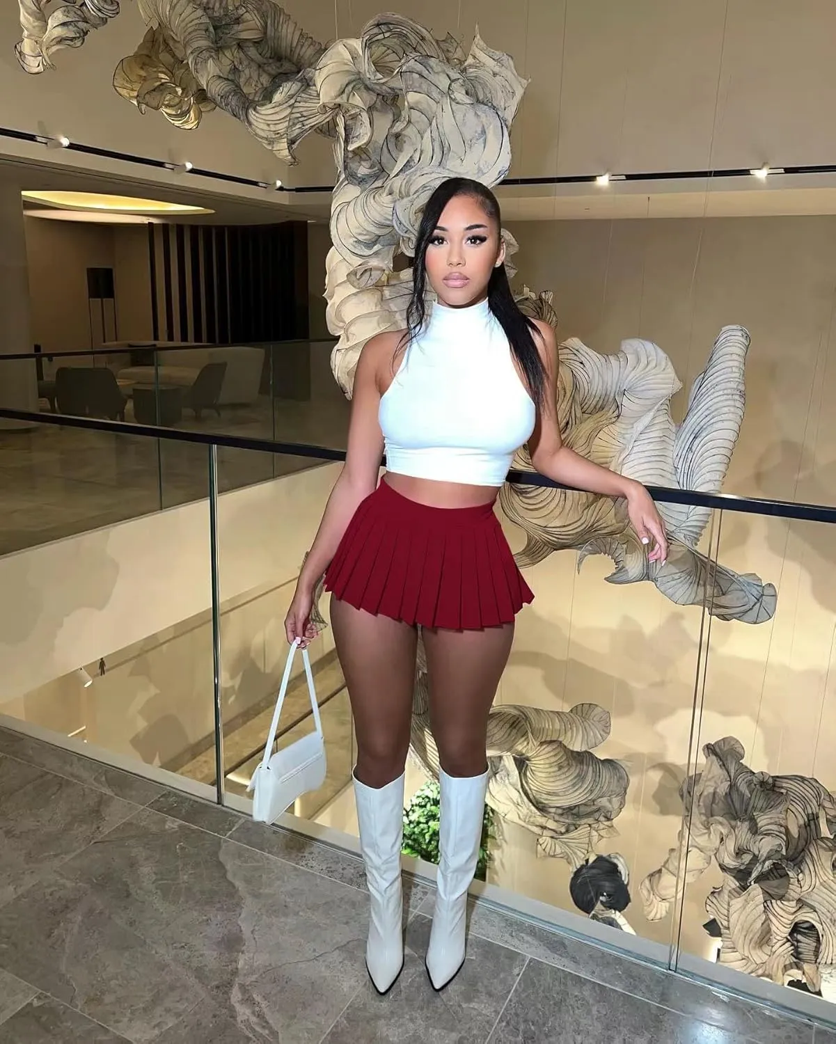 Mini Pleated Skirts for Women Sexy Cute Girl Y2k Short Cargo Skirt Women's Club Tennis Skort Skater A line with Slit