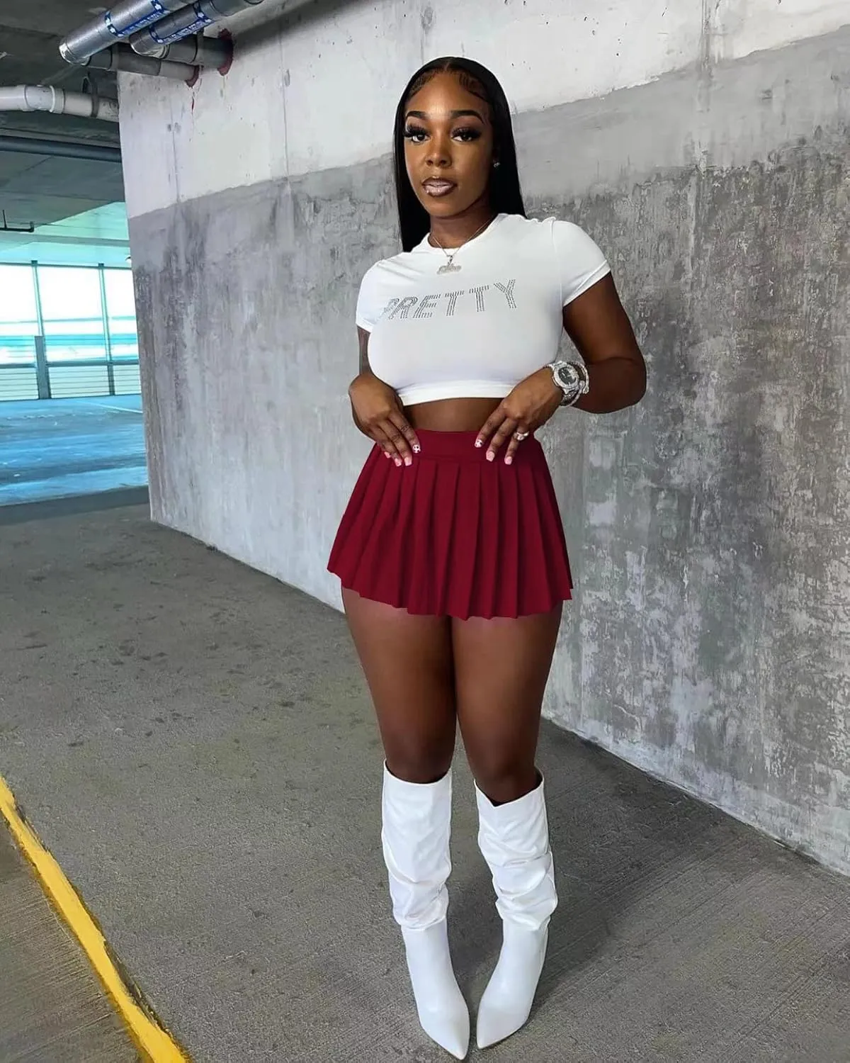 Mini Pleated Skirts for Women Sexy Cute Girl Y2k Short Cargo Skirt Women's Club Tennis Skort Skater A line with Slit