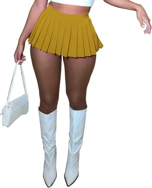 Mini Pleated Skirts for Women Sexy Cute Girl Y2k Short Cargo Skirt Women's Club Tennis Skort Skater A line with Slit