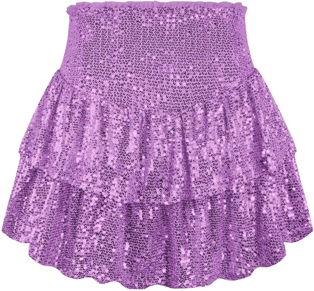 Mini Skirts for Women Trendy Sequin Sparkly High Waist Tummy Control Hot Ruffles A Line Pleated Dance Short Skirts
