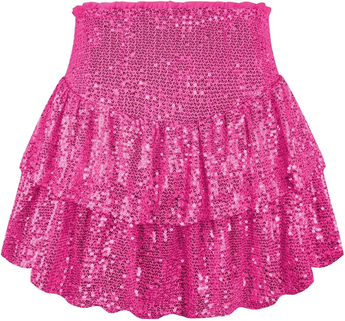 Mini Skirts for Women Trendy Sequin Sparkly High Waist Tummy Control Hot Ruffles A Line Pleated Dance Short Skirts