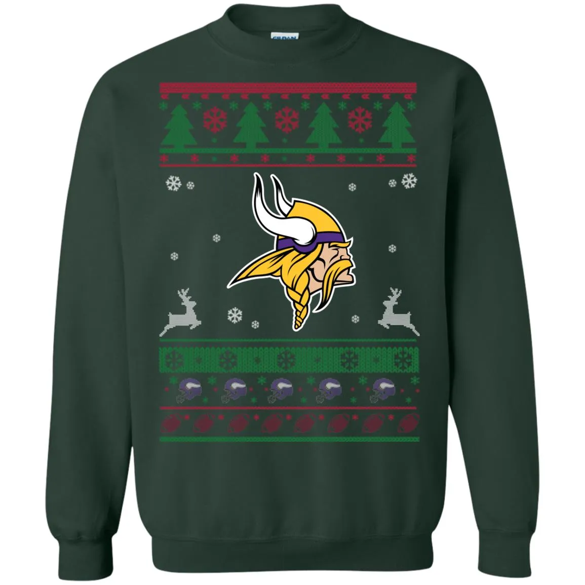 Minnesota Vikings Logo Football Teams Ugly Christmas Sweater Unisex Crewneck Pullover Sweatshirt