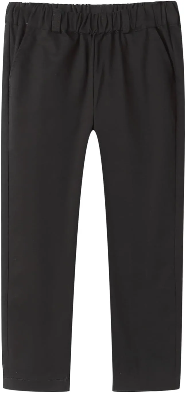 Mud Kingdom Boys Chino Pants School Uniform Cotton Plain Pull On Flat Front Relaxed Skinny 4T-Size 12