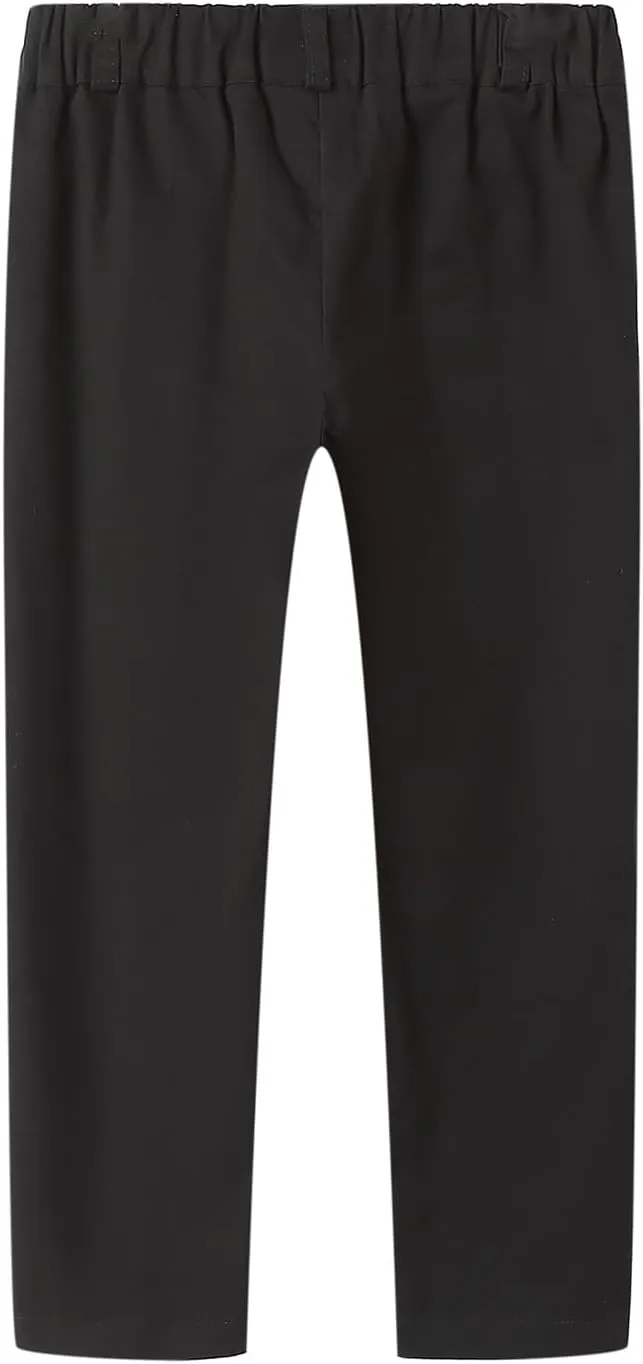 Mud Kingdom Boys Chino Pants School Uniform Cotton Plain Pull On Flat Front Relaxed Skinny 4T-Size 12