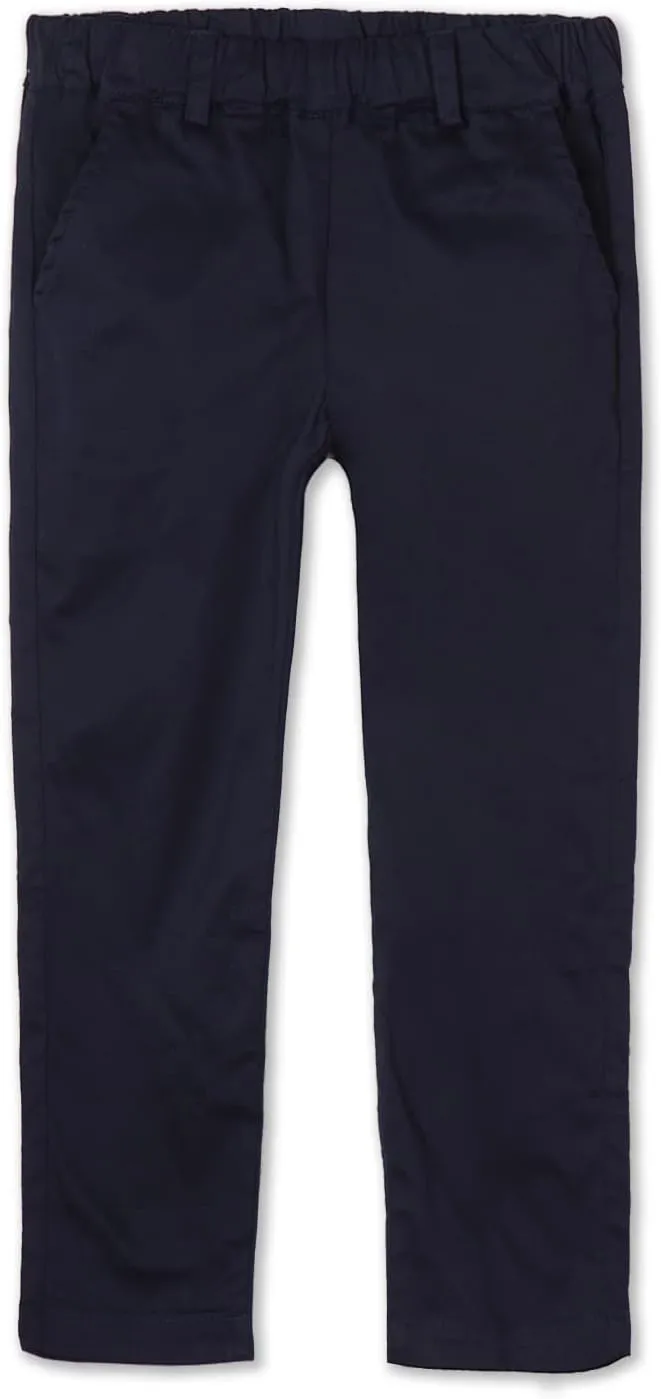 Mud Kingdom Boys Chino Pants School Uniform Cotton Plain Pull On Flat Front Relaxed Skinny 4T-Size 12